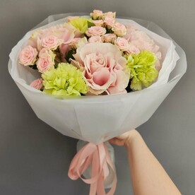 Французские розы, Роза кустовая, Диантус, Упаковка