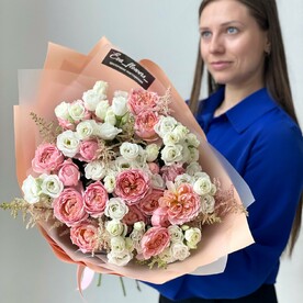 Астильба, Лизиантус Эустома, Роза пионовидная кустовая, Дизайнерская упаковка
