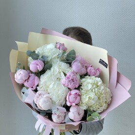 Пион, Эвкалипт, Гортензия, Упаковка