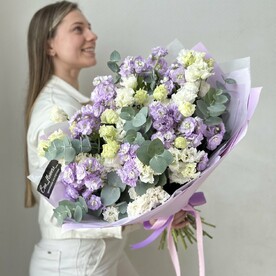 Дуобукет эустома с маттиолой