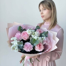 Букет с пионовидными розами Пинк Охара