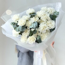Моно букет белых диантусов