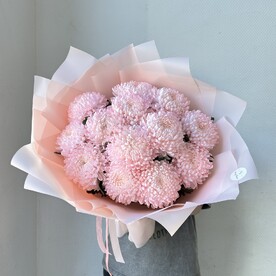 13 розовых хризантем