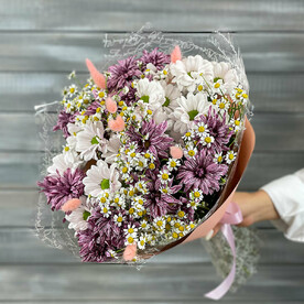 Хризантема кустовая, Танацетум, Лагурус, Упаковка