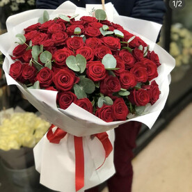 Роза красная, Эвкалипт, Упаковка