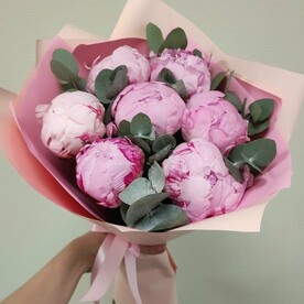 Пион шт, Эвкалипт бэби блу шт, Дизайнерская упаковка шт, шт