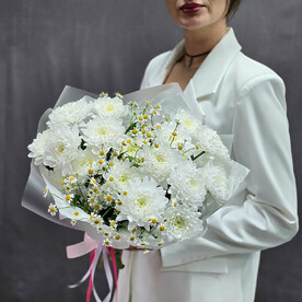 Хризантема кустовая, Танацетум, Авторская упаковка, Пленка
