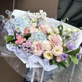 💓Объемный букет в розово- голубой гамме