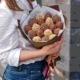 Клубника в шоколаде, Воздушный рис, Арахис, Упаковочный крафт короб с крышкой