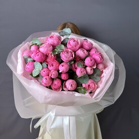 Роза кустовая, Эвкалипт, Дизайнерская упаковка