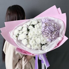 Хризантема сантини, Гортензия, Дизайнерская упаковка