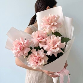 Розовые французские розы Pink Mondial 5 штук
