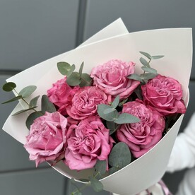 Роза пионовидная одноголовая, Эвкалипт, Фоамиран