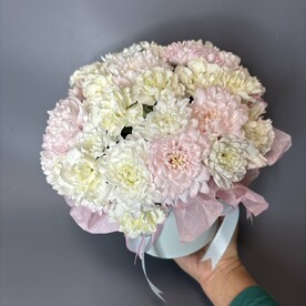 Хризантема кустовая, Диантус, Тишью, Шляпная коробка
