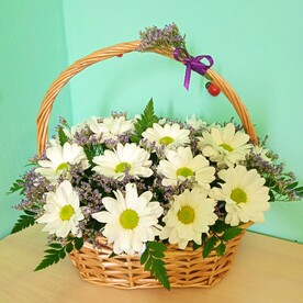 Хризантема бакарди, Лимониум, Корзина