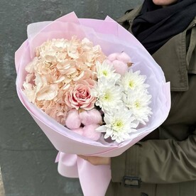 Хлопок, Гортензия, Хризантема кустовая, Роза Эквадор, Фоамиран