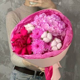 Хлопок, Гортензия, Хризантема кустовая, Роза Эквадор, Тишью, Фоамиран