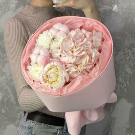 Хлопок, Пион, Гортензия, Хризантема кустовая, Фоамиран, Тишью