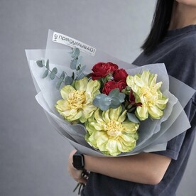 Роза, Роза кустовая, Эвкалипт, Пленка