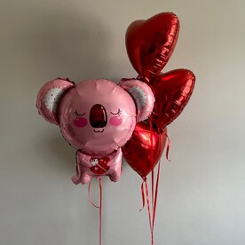 Шарики сердце и мишка коала с сердечком ❤️ Красное сердце 🎈 Мишка ✨