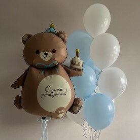 Воздушные шарики на день рождения 🎂 Голубые шары 🩵 Белые шары 🤍 Шары для мальчика 👶