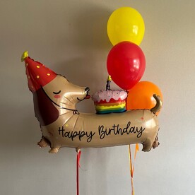 Воздушные шары на день рождения 🎂 Собачка с тортиком 🎈Собачка в колпаке ✨Такса Happy Birthday 🥳