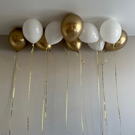Яркий набор воздушных шаров ✨ на праздник 🎂 Золото - Белый 🎈