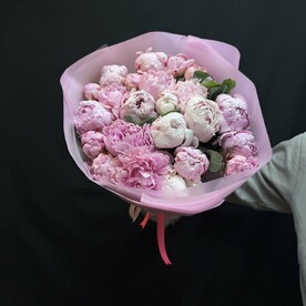 Пион сара бернард, Эвкалипт бэби блу, Авторская упаковка