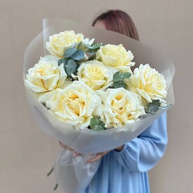 Роза пионовидная, Эвкалипт, Стильная упаковка