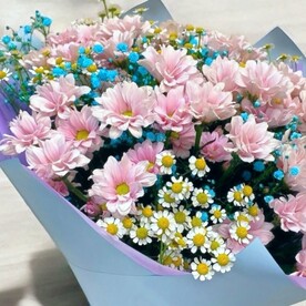 Хризантема кустовая, Танацетум, Гипсофила краш микс, Пленка дизайнерская