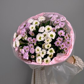 Дуо букет из белых и розовых сантини (49-0508)