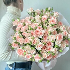 Персиковые кустовые розы