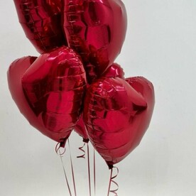 Шары фольгированные красные "сердце" 5шт