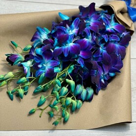 Букет из 9 синих орхидей в крафте💙💙💙