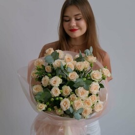 Роза кустовая, Эвкалипт, Пленка дизайнерская