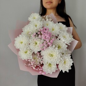 Букет из белых кустовых хризантем, букет 287
