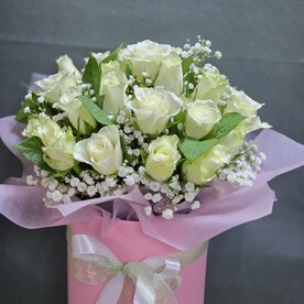 25 роз в шляпной коробке 💞