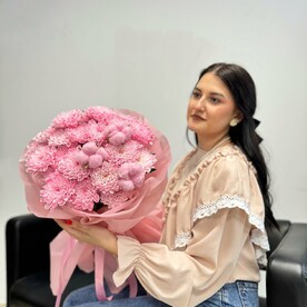 Розовые хризантемы с хлопком