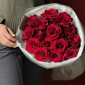 Букет из красных роз 15шт 60см