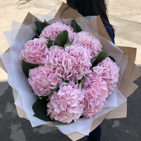 Букет 9 розовых гортензий