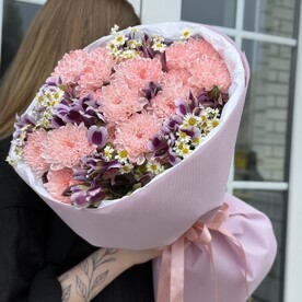 Букет |альстромерия, танацетум, хризантемы