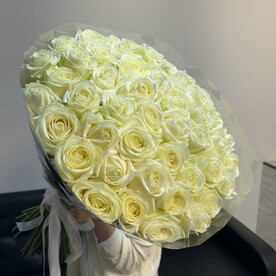 51 белая роза 80 см