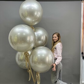 Эффектный, креативный фонтан из шаров 60 см с гелием, Шампань