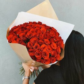 Розы алые 77 шт