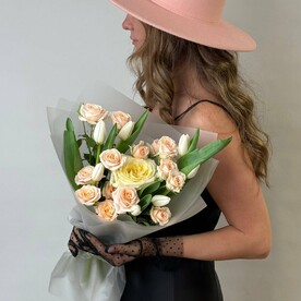 Тюльпан, Роза кустовая, Роза, Пистация, Упаковка, Лена