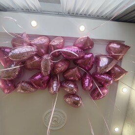 Фольгированные сердца розовых оттенков 25 шт
