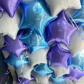 Фольгированные звёзды под потолок 18 шт