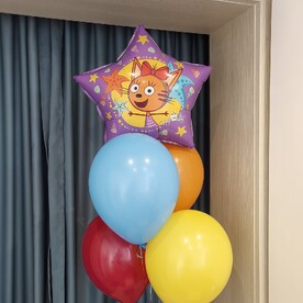 Связка из 5 шаров с Карамелькой. Три кота