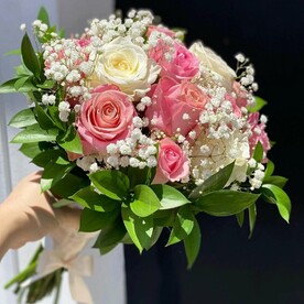 Хорошее настроение, Роза, Зелень декоративная, Гипсофила