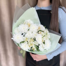 Альстромерия, Хризантема, Пленка матовая, Тишью